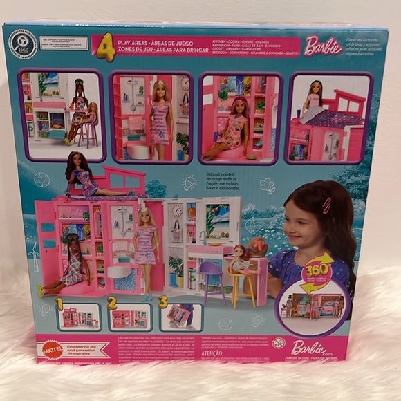 Barbie Doll House Playset Foldable Getaway House with 4 Play Areas New 3+ New - Picture 8 of 9